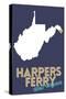 Harpers Ferry, West Virginia - State Outline and Heart-Lantern Press-Stretched Canvas