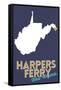 Harpers Ferry, West Virginia - State Outline and Heart-Lantern Press-Framed Stretched Canvas