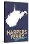 Harpers Ferry, West Virginia - State Outline and Heart-Lantern Press-Stretched Canvas