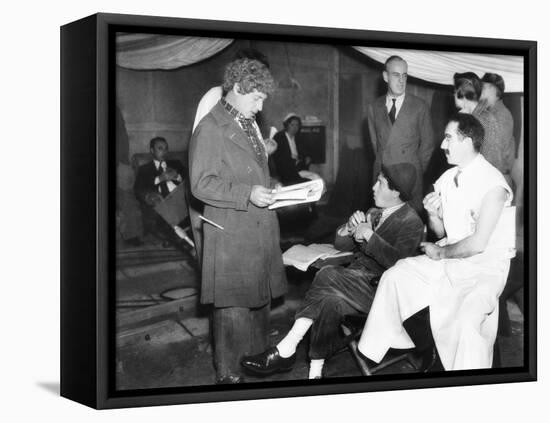 Harpo, Chico and Groucho Marx on the Set of Mgm's Movie, a Day at the Races-null-Framed Stretched Canvas