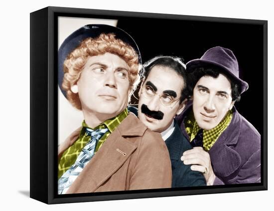 Harpo Marx, Groucho Marx, Chico Marx, MGM portrait, ca. 1940-null-Framed Stretched Canvas