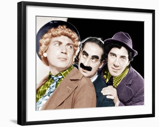 Harpo Marx, Groucho Marx, Chico Marx, MGM portrait, ca. 1940-null-Framed Photo