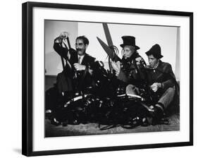 Harpo Marx, the Marx Brothers, Chico Marx, Groucho Marx, 1935-null-Framed Photographic Print