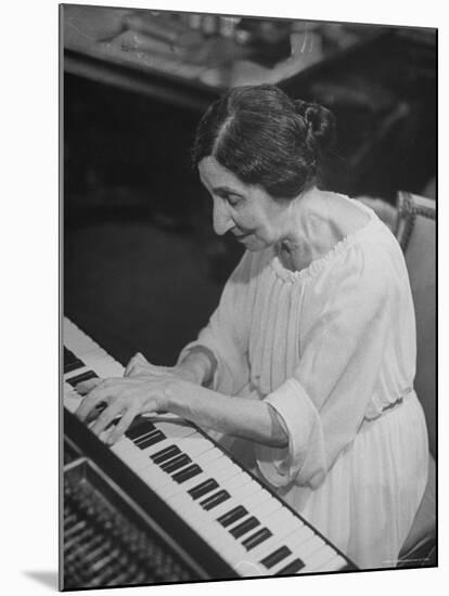 Harpsichordist Wanda Landowska, at Home Playing the Harpsichord-Herbert Gehr-Mounted Premium Photographic Print