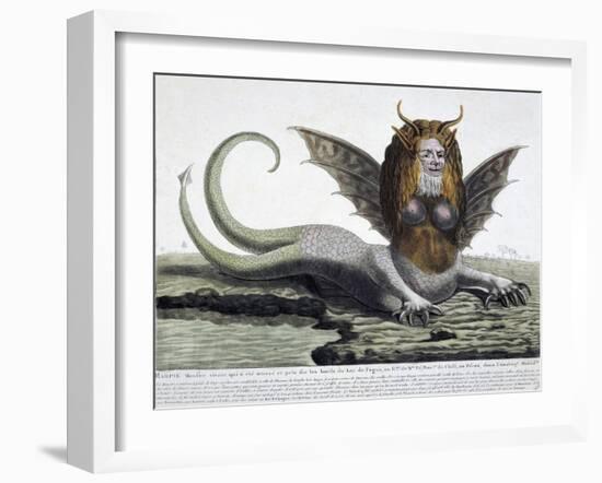 Harpy, Monster Found on Shores of Lake Fagua in Chile, 1784, Print-null-Framed Giclee Print