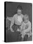 Harriet E. Hassler and William Gray Hassler, Seated with Tabby Cat (Reddy) and Teddy Bear, C.1911-William Davis Hassler-Stretched Canvas