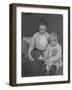 Harriet E. Hassler and William Gray Hassler, Seated with Tabby Cat (Reddy) and Teddy Bear, C.1911-William Davis Hassler-Framed Photographic Print