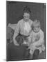Harriet E. Hassler and William Gray Hassler, Seated with Tabby Cat (Reddy) and Teddy Bear, C.1911-William Davis Hassler-Mounted Photographic Print