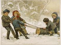 Three Children Break off from Their Game of Battledore and Shuttlecock to Admire the Cuckoo Clock-Harriet M. Bennett-Photographic Print