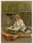 The Little Librarian a Girl Sits-Harriet M. Bennett-Stretched Canvas