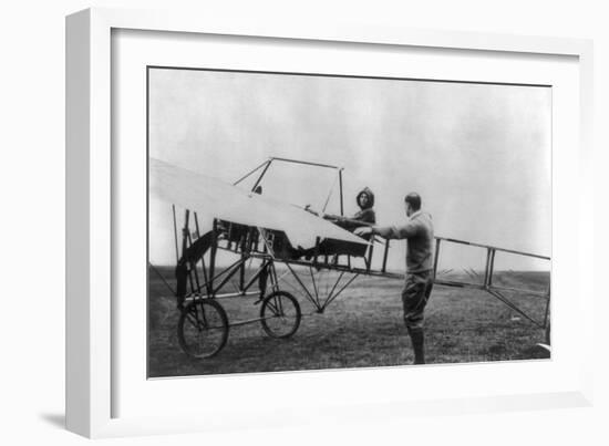 Harriet Quimby in Her Airplane Photograph-Lantern Press-Framed Art Print