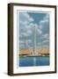 Harris County, Texas - View of the San Jacinto Monument and the Reflecting Pool, c.1948-Lantern Press-Framed Art Print