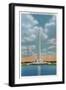 Harris County, Texas - View of the San Jacinto Monument and the Reflecting Pool, c.1948-Lantern Press-Framed Art Print