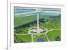 Harris County, Tx - Aerial View of the San Jacinto Monument, History Museum, Near La Porte, c.1945-Lantern Press-Framed Premium Giclee Print