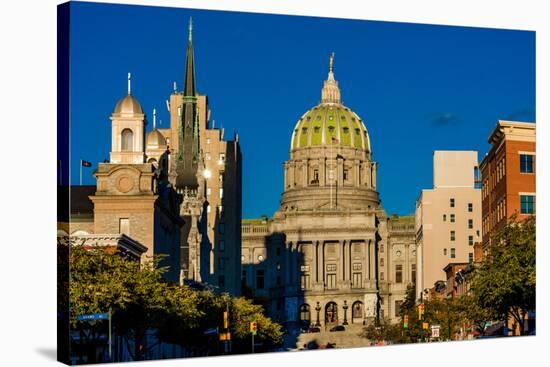 HARRISBURG, PENNSYLVANIA, City skyline and State Capitol Pennsylvania-null-Stretched Canvas