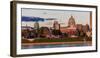 HARRISBURG, PENNSYLVANIA, City skyline and State Capitol shot at dusk from Susquehanna River-null-Framed Photographic Print