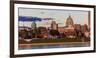 HARRISBURG, PENNSYLVANIA, City skyline and State Capitol shot at dusk from Susquehanna River-null-Framed Photographic Print