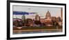 HARRISBURG, PENNSYLVANIA, City skyline and State Capitol shot at dusk from Susquehanna River-null-Framed Photographic Print