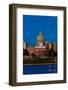 HARRISBURG, PENNSYLVANIA, City skyline and State Capitol shot at dusk from Susquehanna River-null-Framed Photographic Print