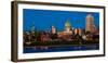 HARRISBURG, PENNSYLVANIA, City skyline and State Capitol shot at dusk from Susquehanna River-null-Framed Photographic Print