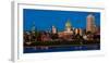 HARRISBURG, PENNSYLVANIA, City skyline and State Capitol shot at dusk from Susquehanna River-null-Framed Photographic Print