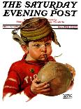 "Inflating Football," Saturday Evening Post Cover, October 16, 1926-Harrison Mccreary-Giclee Print