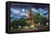 Harrisonburg, Virginia - Exterior View of the Rockingham County Court House at Night, c.1956-Lantern Press-Framed Stretched Canvas