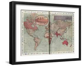 Harrods Advert World Map, C. 1909-null-Framed Art Print