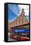 Harrods Building with London Bus-Felipe Rodriguez-Framed Stretched Canvas