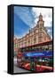 Harrods Building with London Bus-Felipe Rodriguez-Framed Stretched Canvas