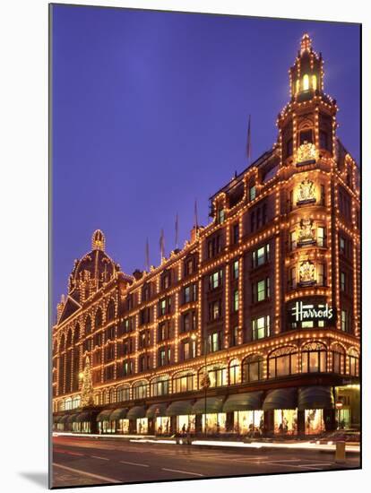 Harrods Department Store, Illuminated at Night, Knightsbridge, London, England, United Kingdom-null-Mounted Photographic Print