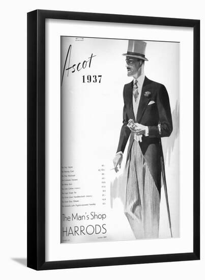 Harrods: the Mans Shop - Ascot 1937, 1937-null-Framed Giclee Print