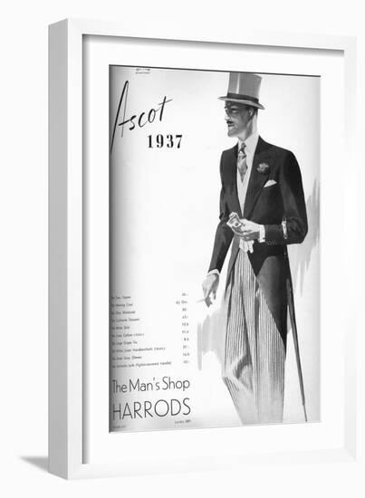 Harrods: the Mans Shop - Ascot 1937, 1937-null-Framed Giclee Print