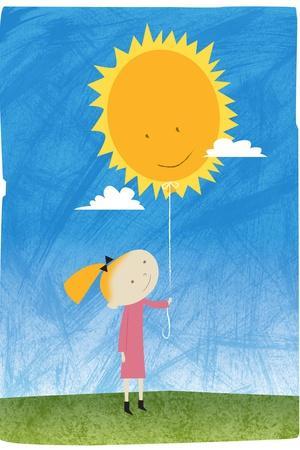 Girl holding a sun balloon