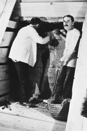 Howard Carter and a Colleague Excavating a Tomb in the Valley of the Kings, Egypt, 1922