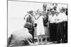 Harry Houdini being handcuffed before being nailed into a crate and lowered into New York Bay, 1912-George Grantham Bain-Mounted Photographic Print