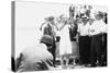 Harry Houdini being handcuffed before being nailed into a crate and lowered into New York Bay, 1912-George Grantham Bain-Stretched Canvas