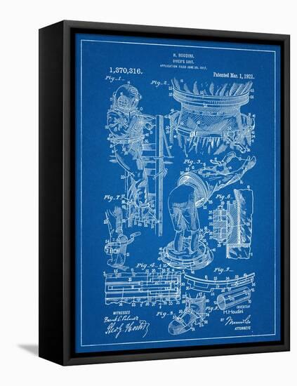 Harry Houdini Diving Suit Patent-null-Framed Stretched Canvas