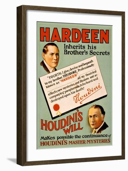 Harry Houdini's Will-null-Framed Giclee Print