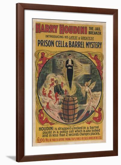 Harry Houdini vintage performance poster-null-Framed Giclee Print