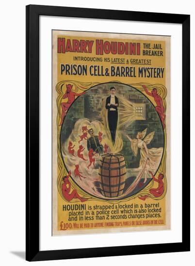 Harry Houdini vintage performance poster-null-Framed Giclee Print