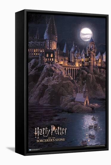 Harry Potter And The Sorcerer'S Stone - Hogwarts At Night-Trends International-Framed Stretched Canvas