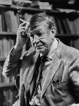 Poet, W. H. Auden, Sitting in Library at Home-Harry Redl-Framed Stretched Canvas