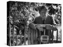 Poet, W. H. Auden, Sitting in Library at Home-Harry Redl-Framed Stretched Canvas