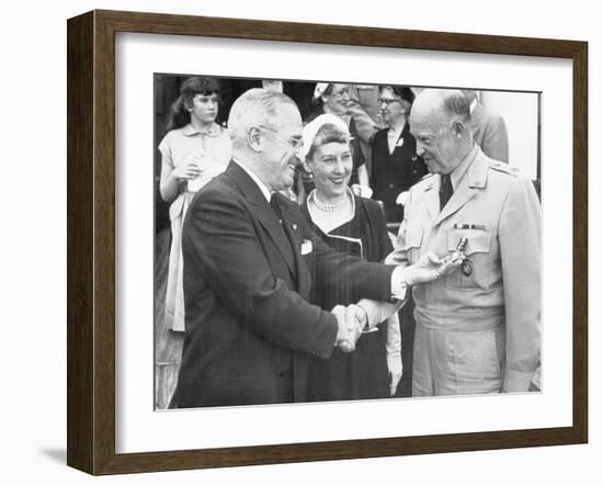 Harry S. Truman Greeting "Ike" Eisenhower and His Wife-null-Framed Photographic Print