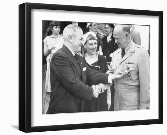 Harry S. Truman Greeting "Ike" Eisenhower and His Wife-null-Framed Photographic Print