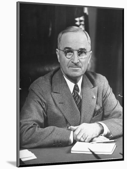 Harry S. Truman Sitting at Desk-Marie Hansen-Mounted Photographic Print