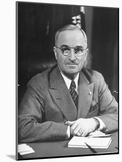 Harry S. Truman Sitting at Desk-Marie Hansen-Mounted Photographic Print