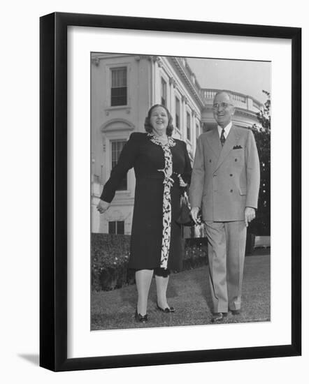 Harry S. Truman Standing Outside White House with Singer Kate Smith-George Skadding-Framed Photographic Print