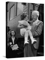 Harry Truman Holding up 3 Yr Old Suzanne Bump after the Town's Postmaster Pressed Her into Service-Hank Walker-Stretched Canvas